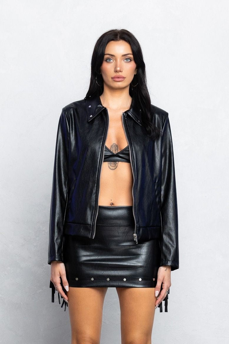 CHELSIE FRINGE LEATHER JACKET