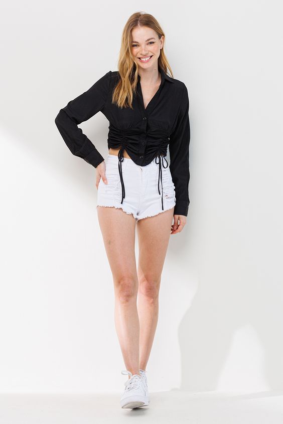 MARY LONG SLEEVE RUCHED TOP