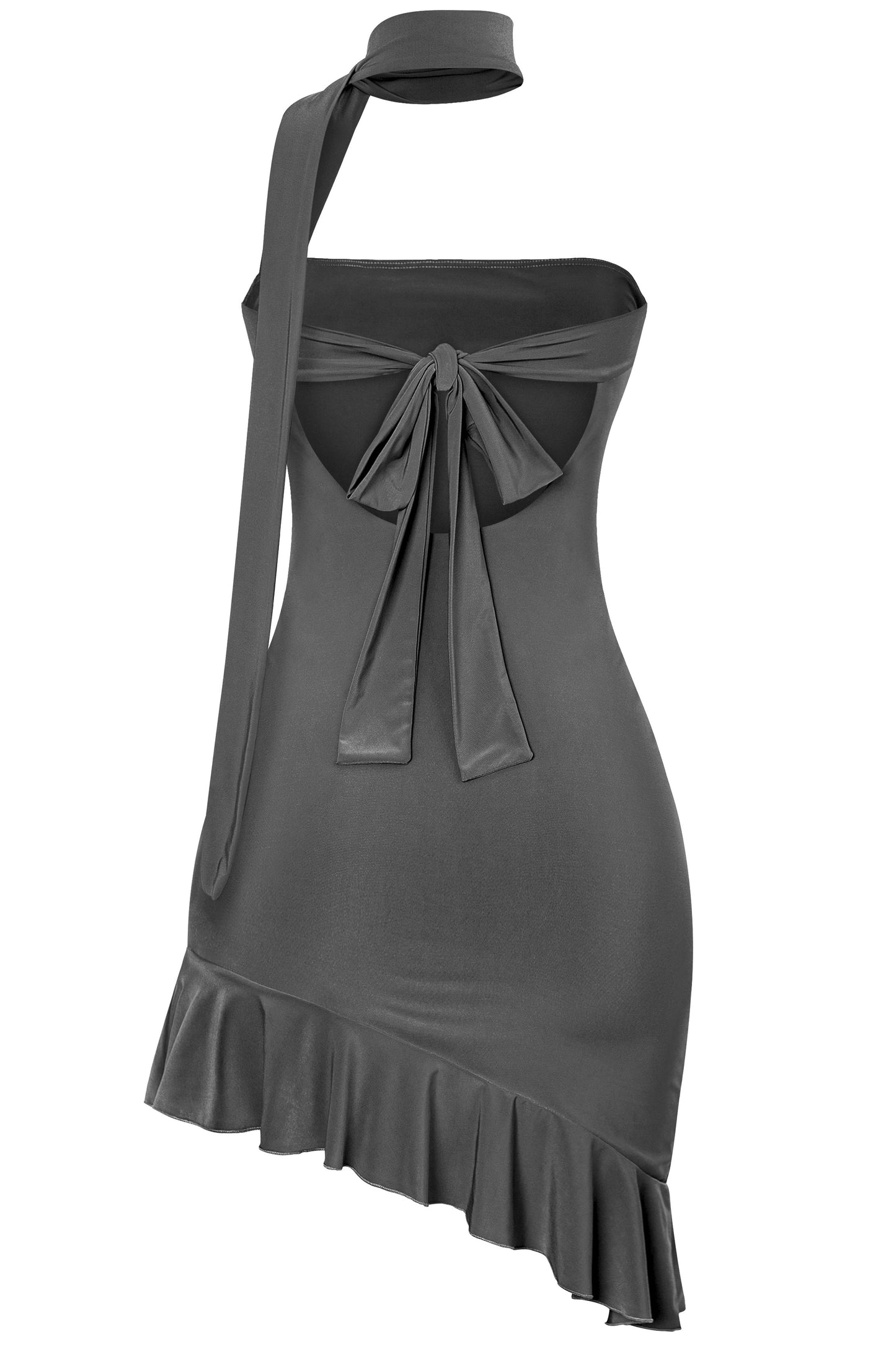 FLORA STRAPLESS NECK SASH MINI ASYMMETRICAL DRESS
