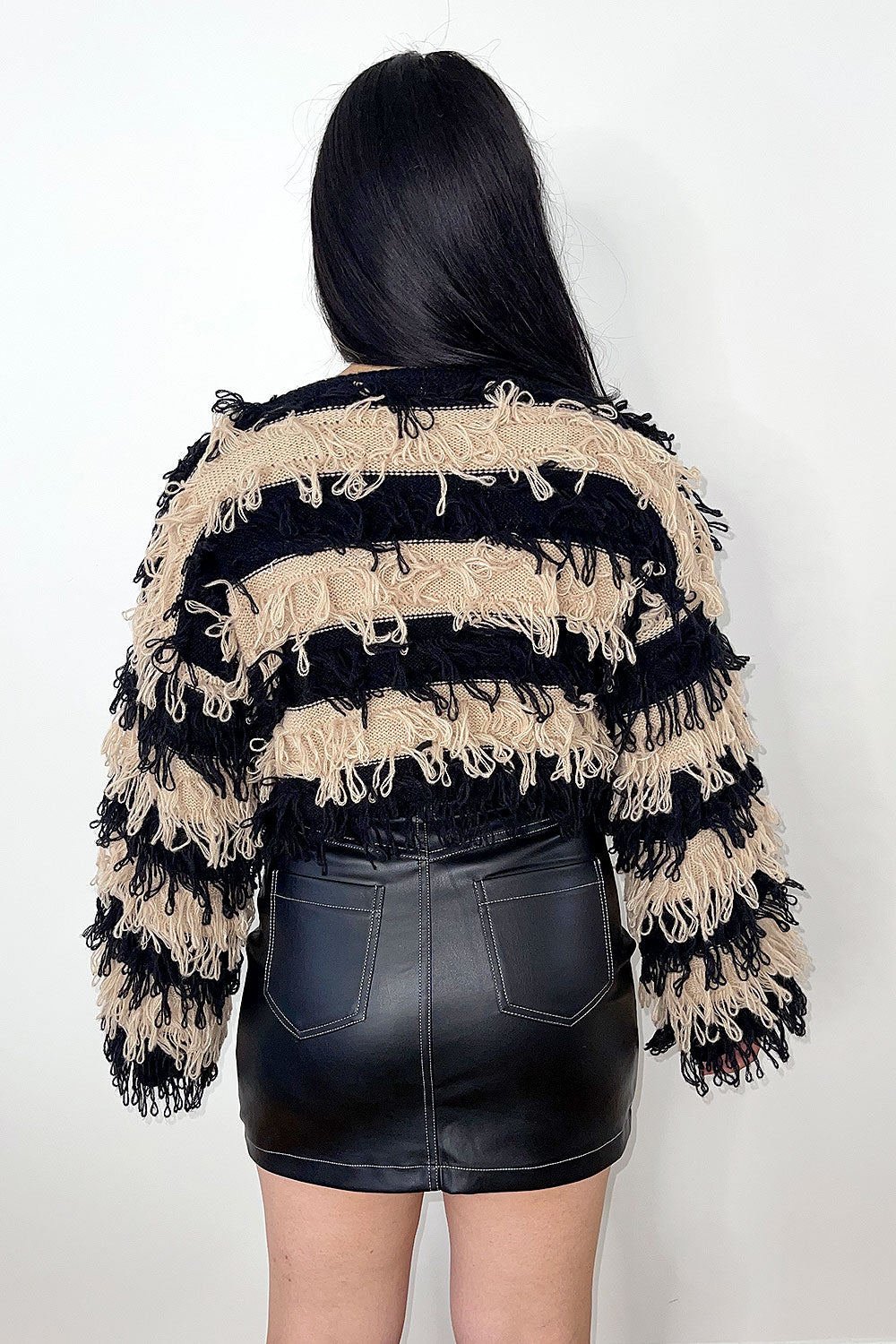 ALBA STRIPED FRINGE SWEATER TOP