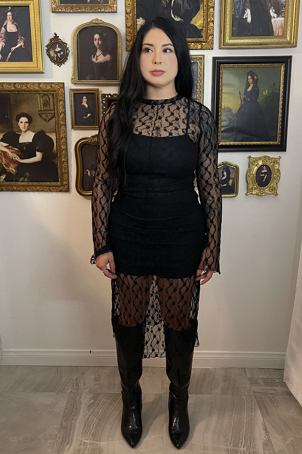 ARACELY LACE MIDI DRESS Small / Black ARACELY LACE MIDI DRESS Small / Black