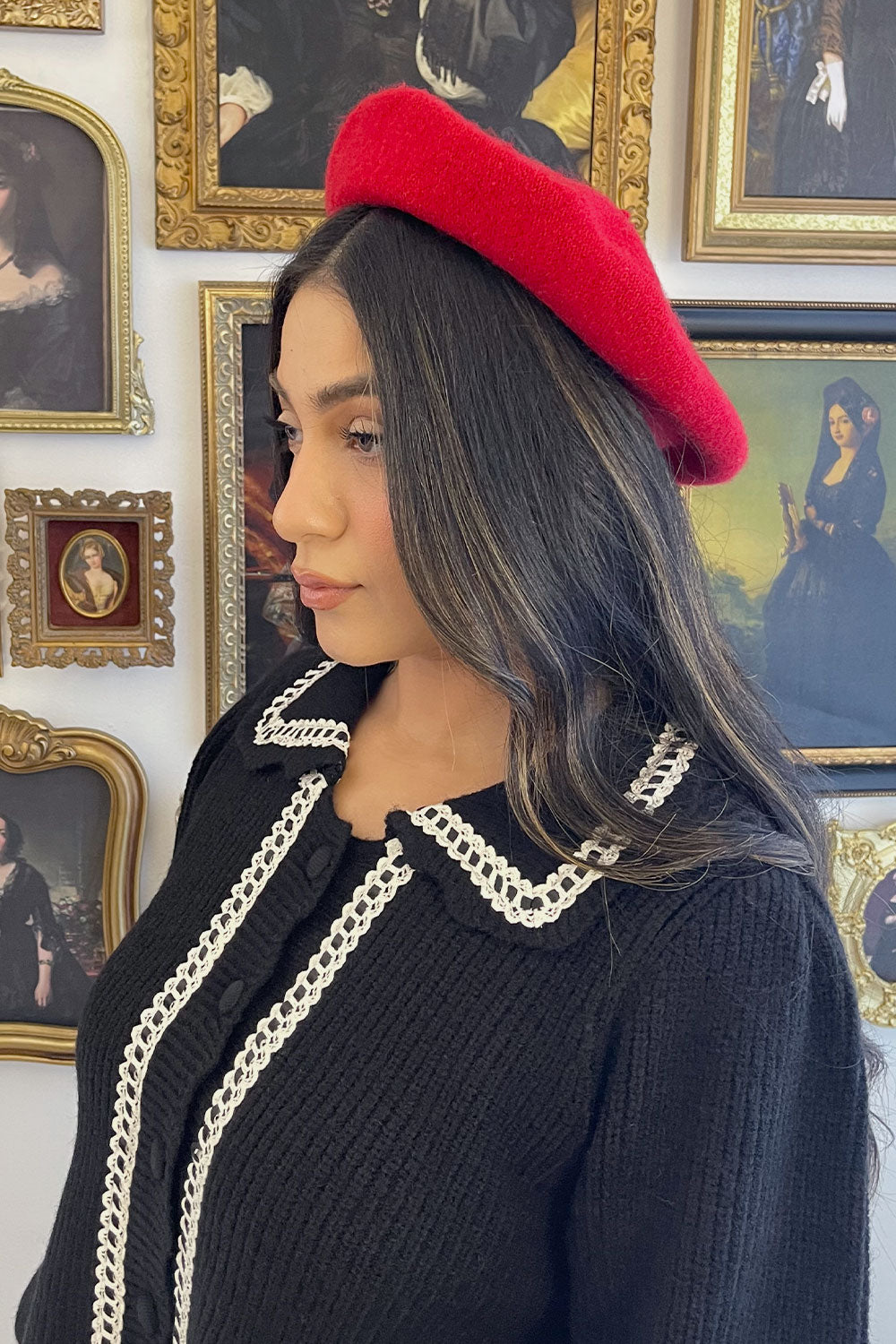 WOOL BLEND BASIC BERET - RED