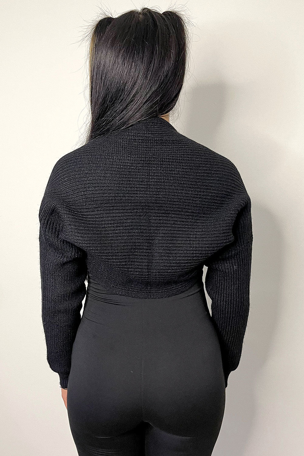 DORA SWEATER KNIT BOLERO CARDIGAN - BLACK