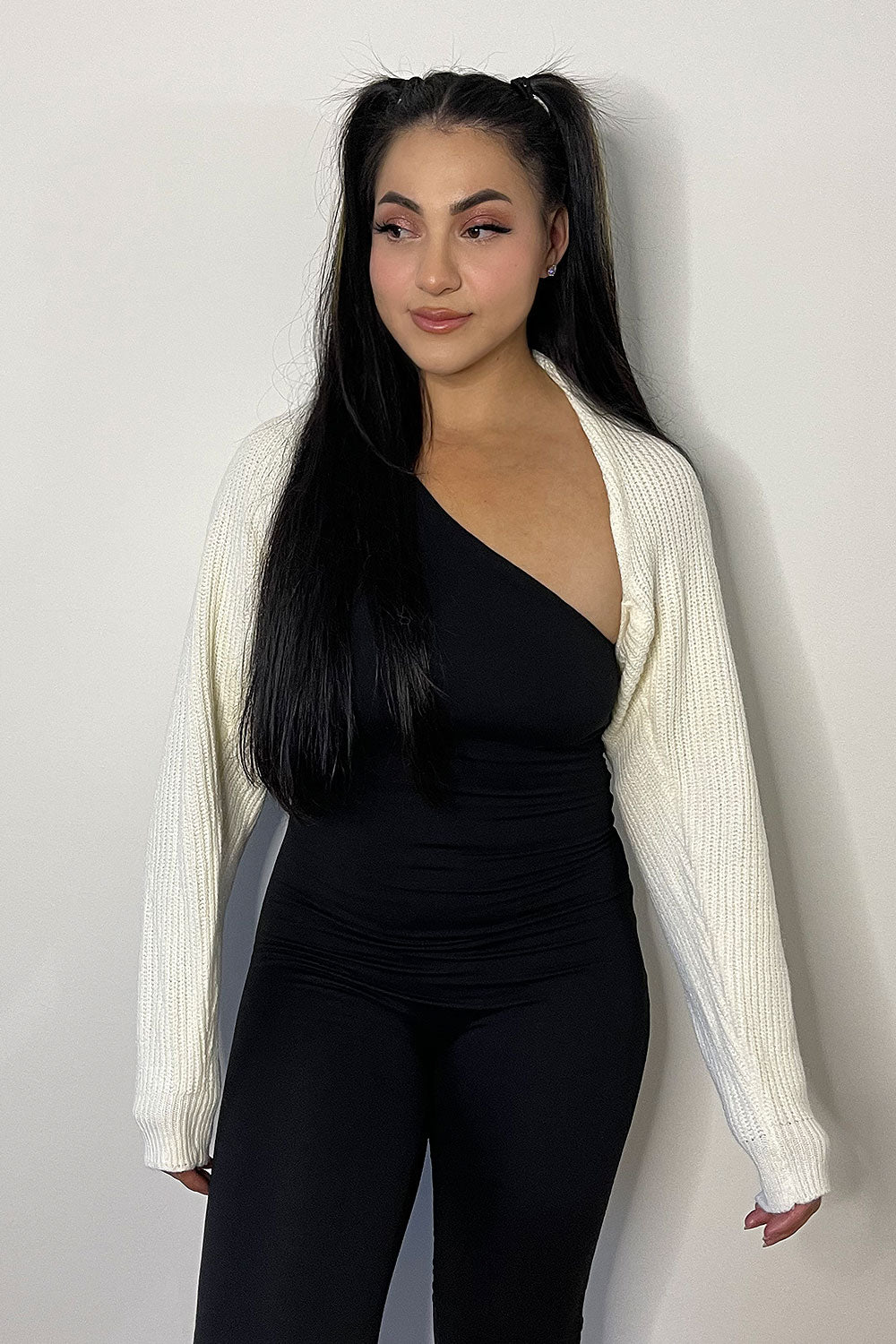 DORA SWEATER KNIT BOLERO CARDIGAN - CREAM