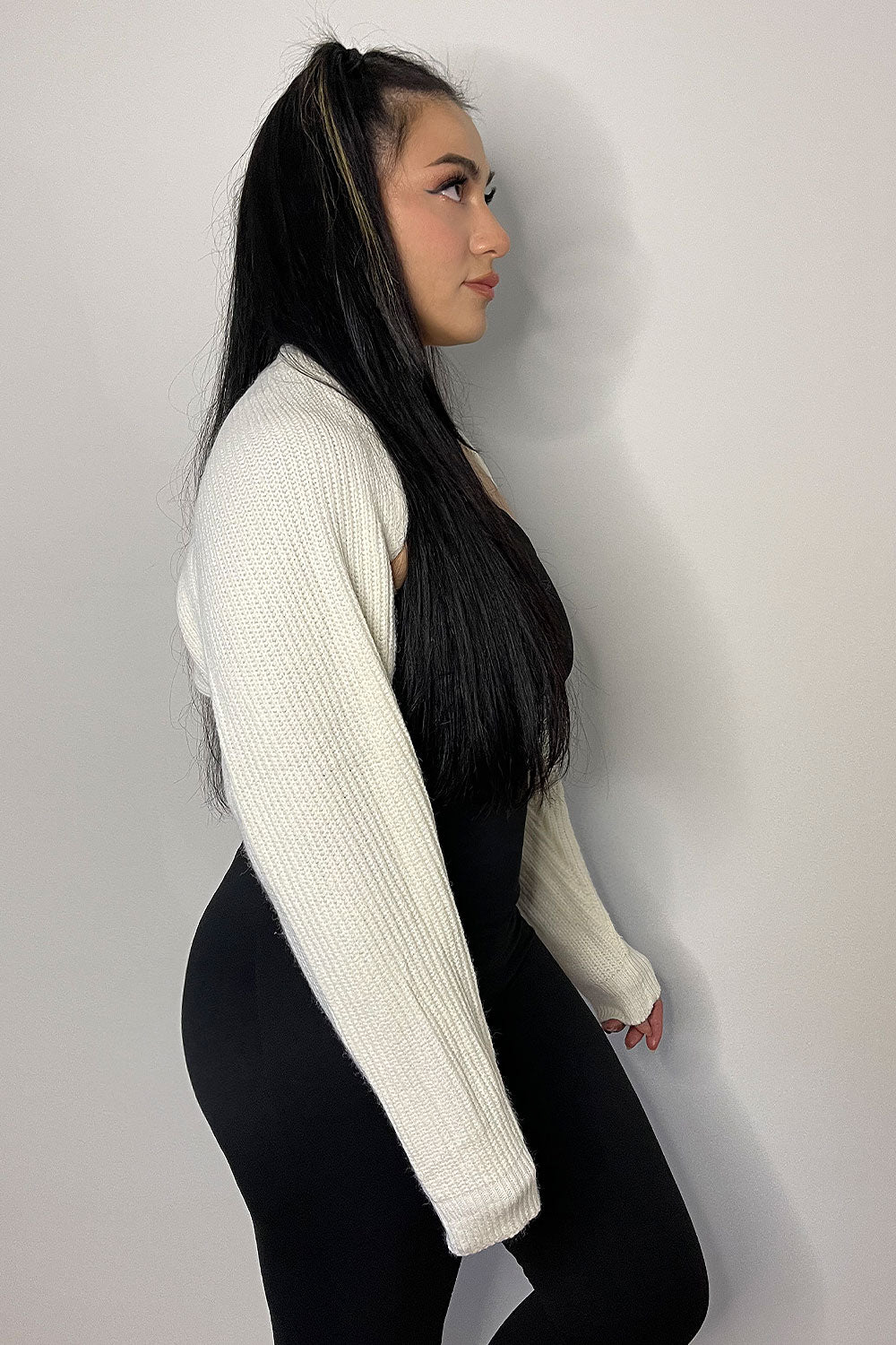 DORA SWEATER KNIT BOLERO CARDIGAN - CREAM
