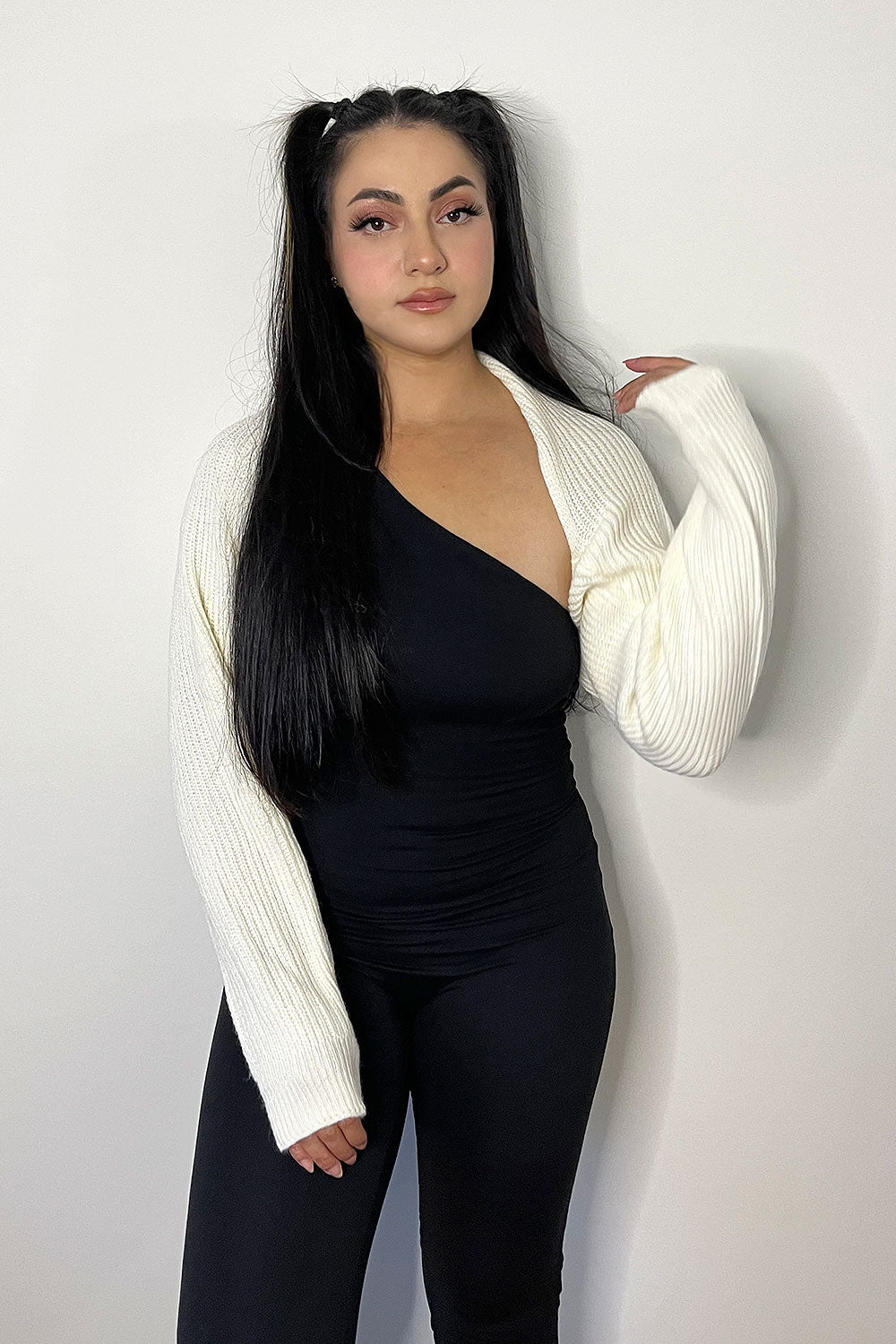 DORA SWEATER KNIT BOLERO CARDIGAN - CREAM