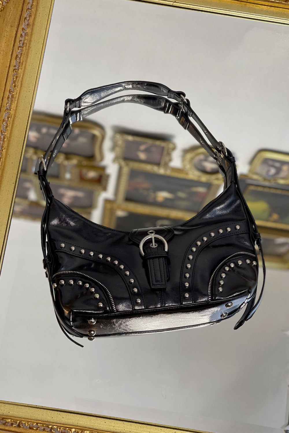 HOLLYWOOD FAUX LEATHER METAL PURSE