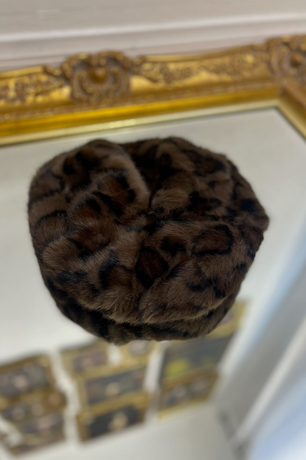 FAUX FUR BERET - LEOPARD