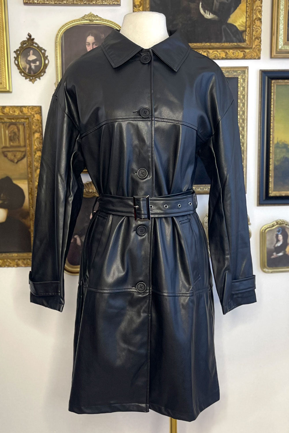MELODY FAUX LEATHER TRENCH COAT