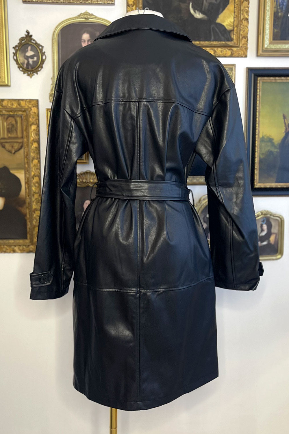 MELODY FAUX LEATHER TRENCH COAT