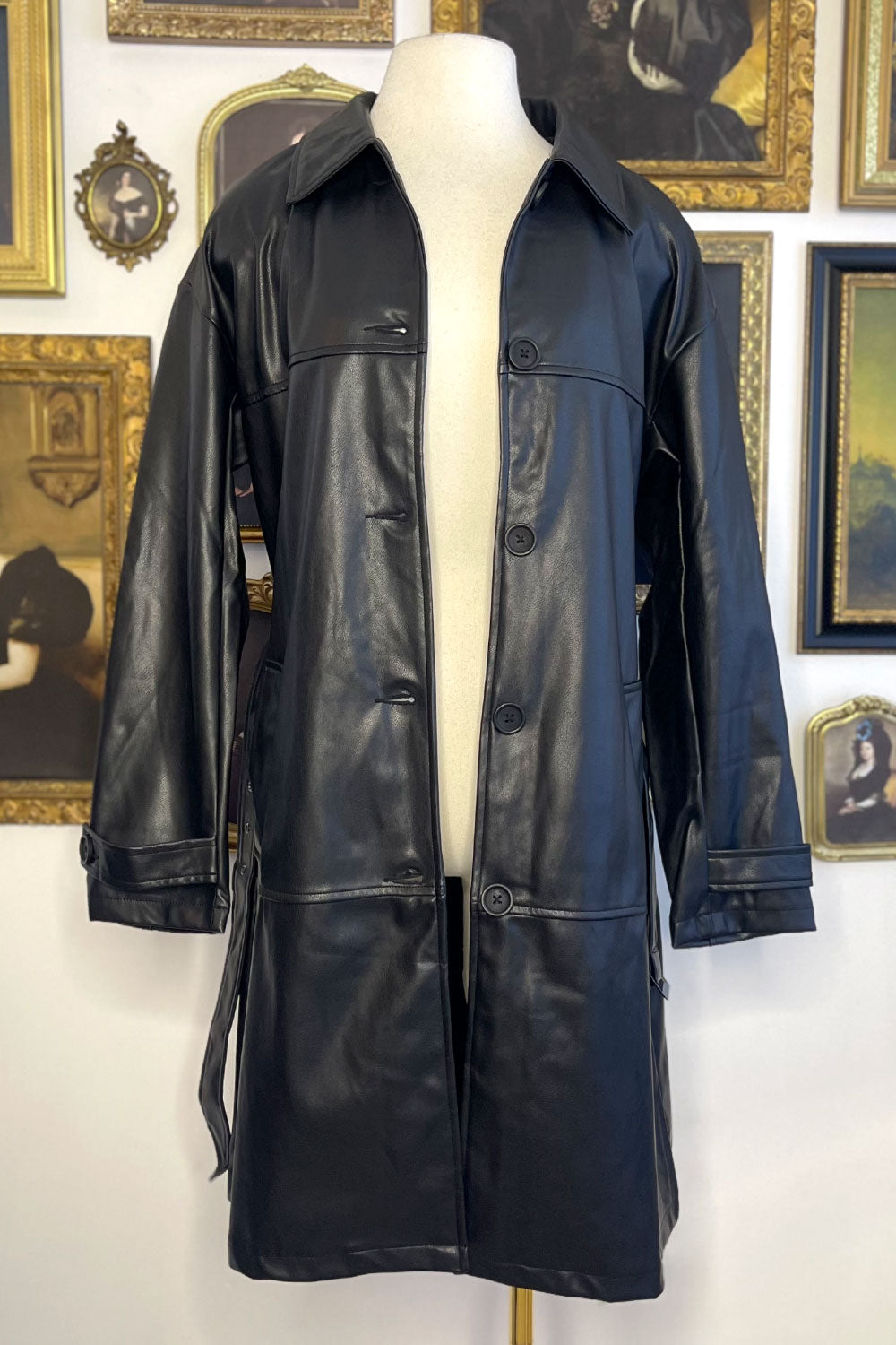 MELODY FAUX LEATHER TRENCH COAT