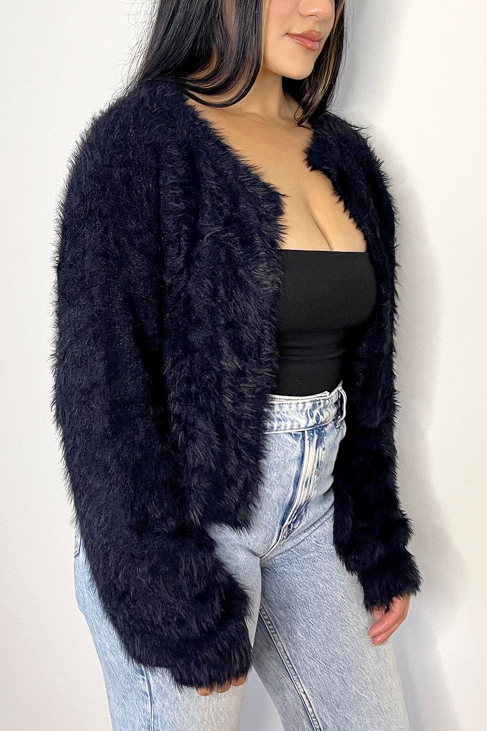 NORA LONG SLEEVE FUZZY CARDIGAN