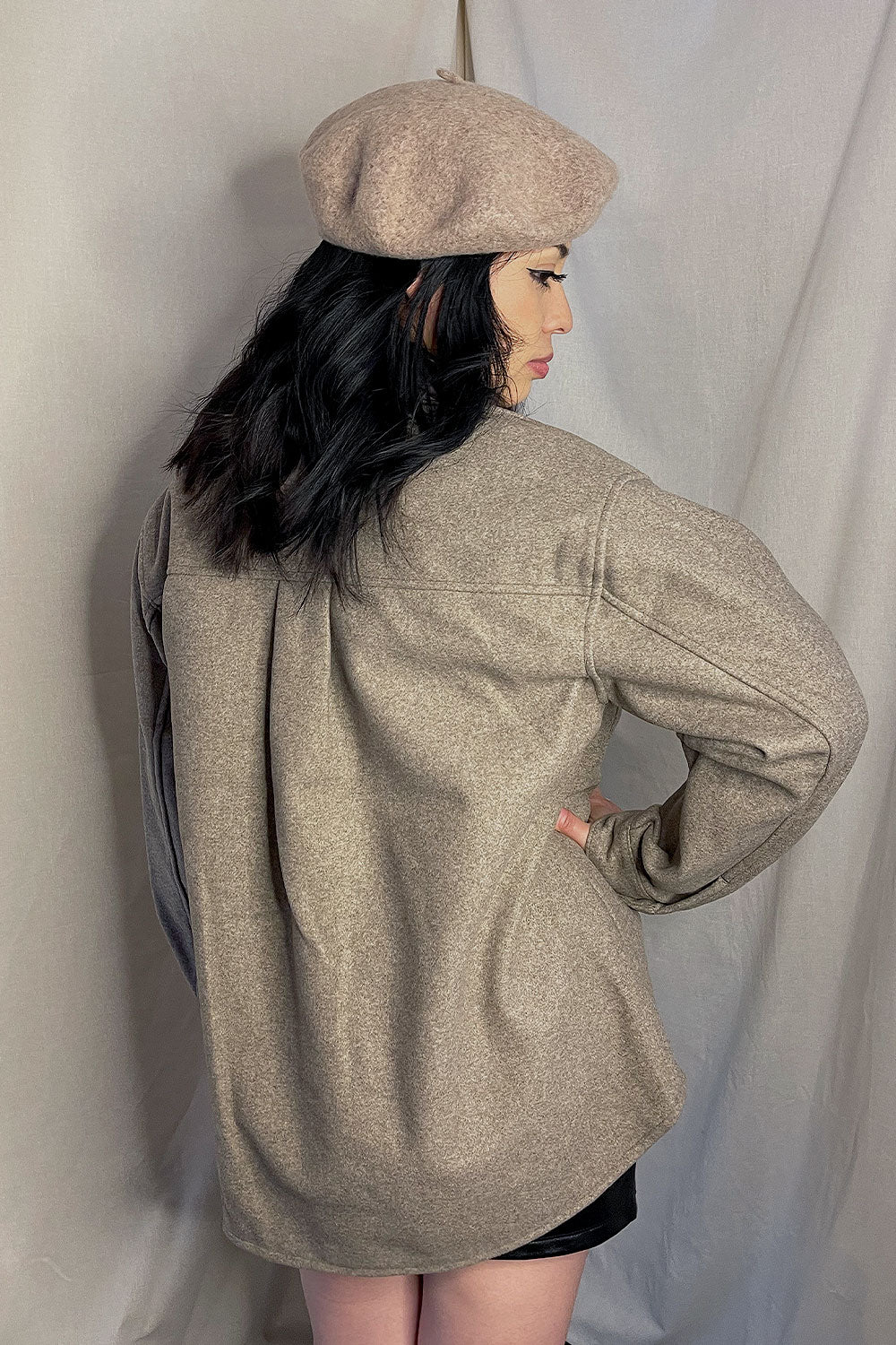 ELENA FLEECE OVERSIZED SHACKET- MOCHA