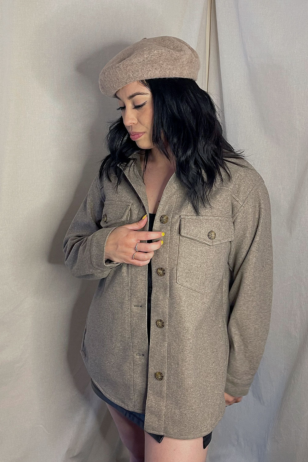 ELENA FLEECE OVERSIZED SHACKET- MOCHA