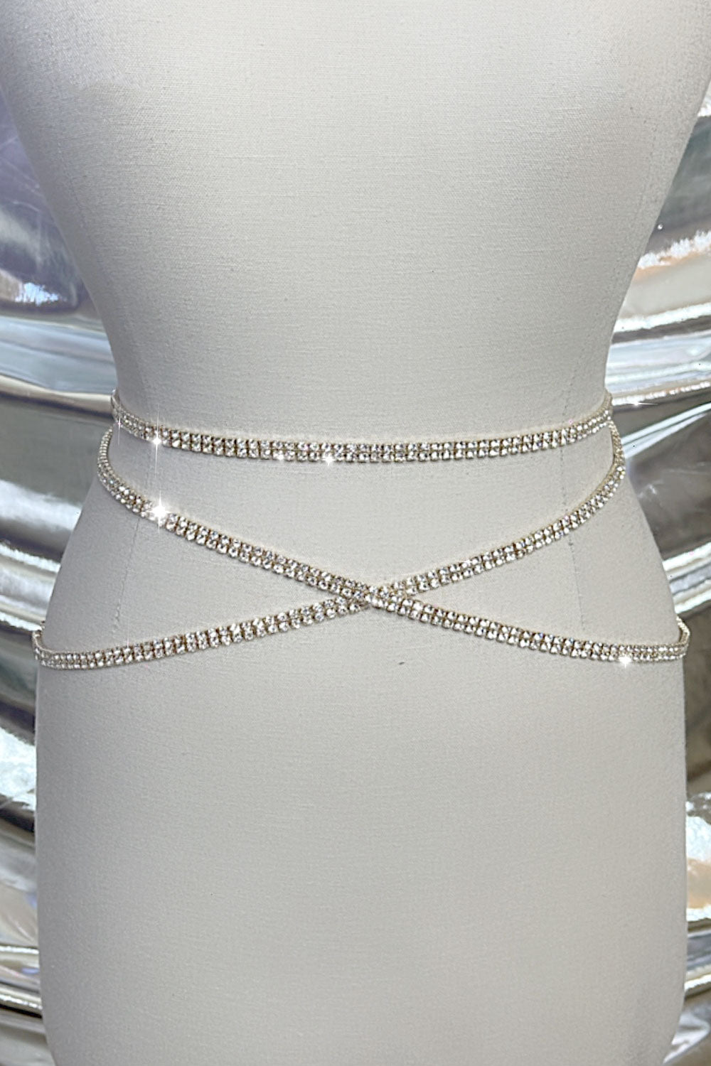 CRISS CROSS RHINESTONE BELT