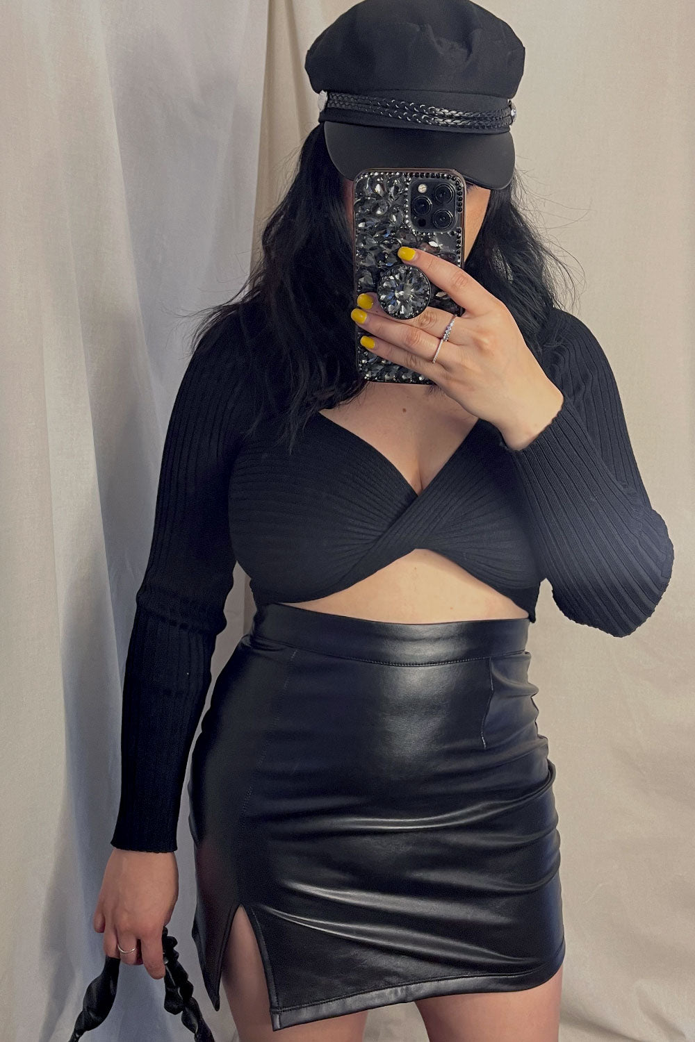 LUPITA FAUX LEATHER SKIRT