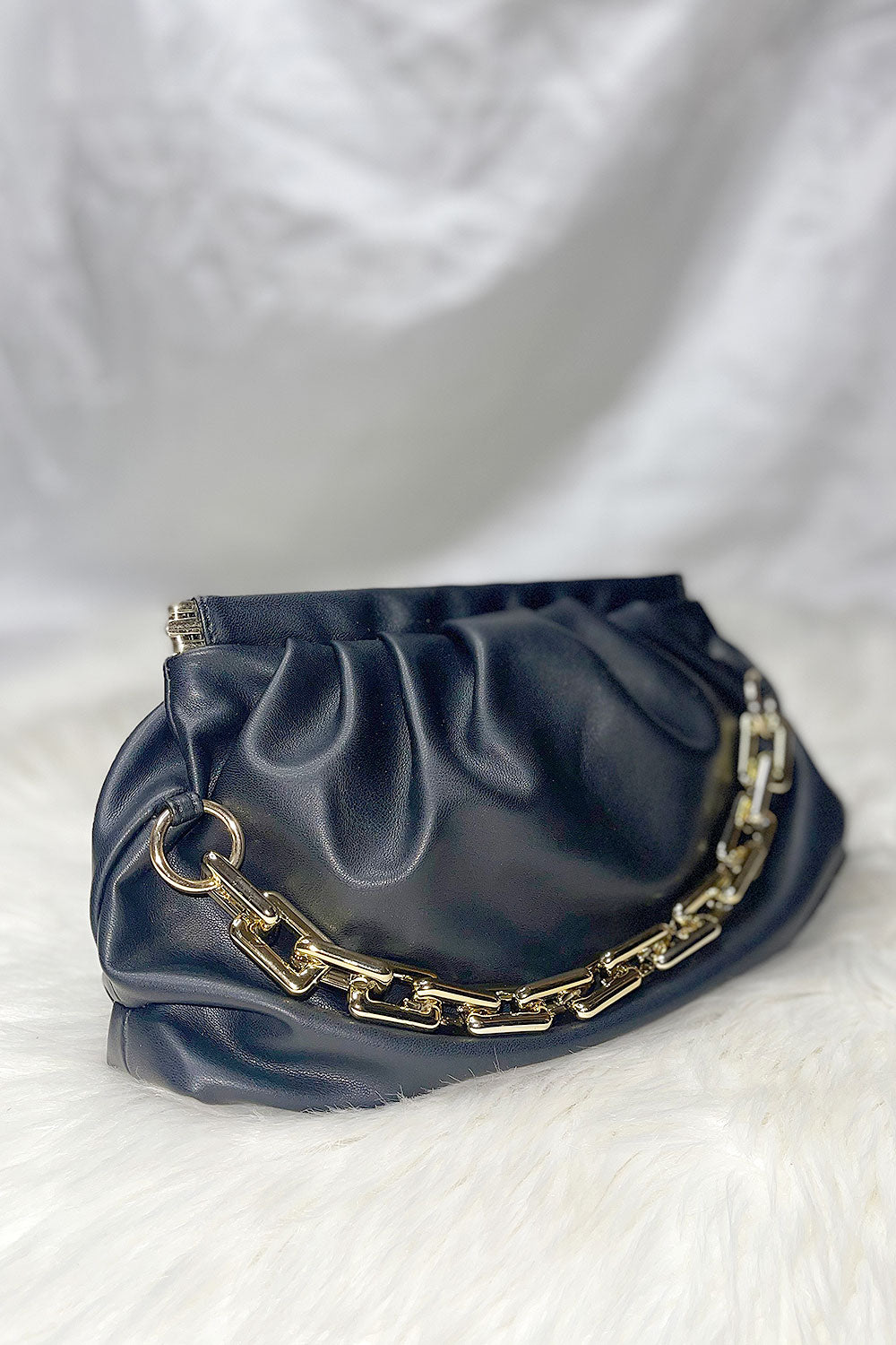 Chunky Detachable Gold Chain Pouch Clutch Bag