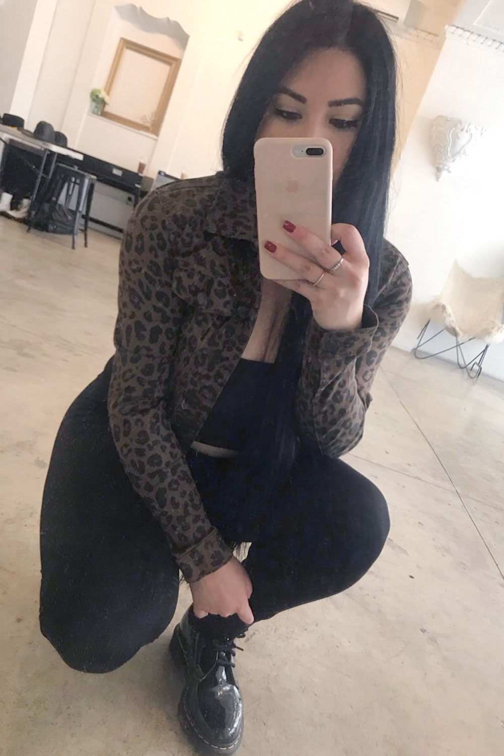 STEPH LEOPARD DENIM JACKET