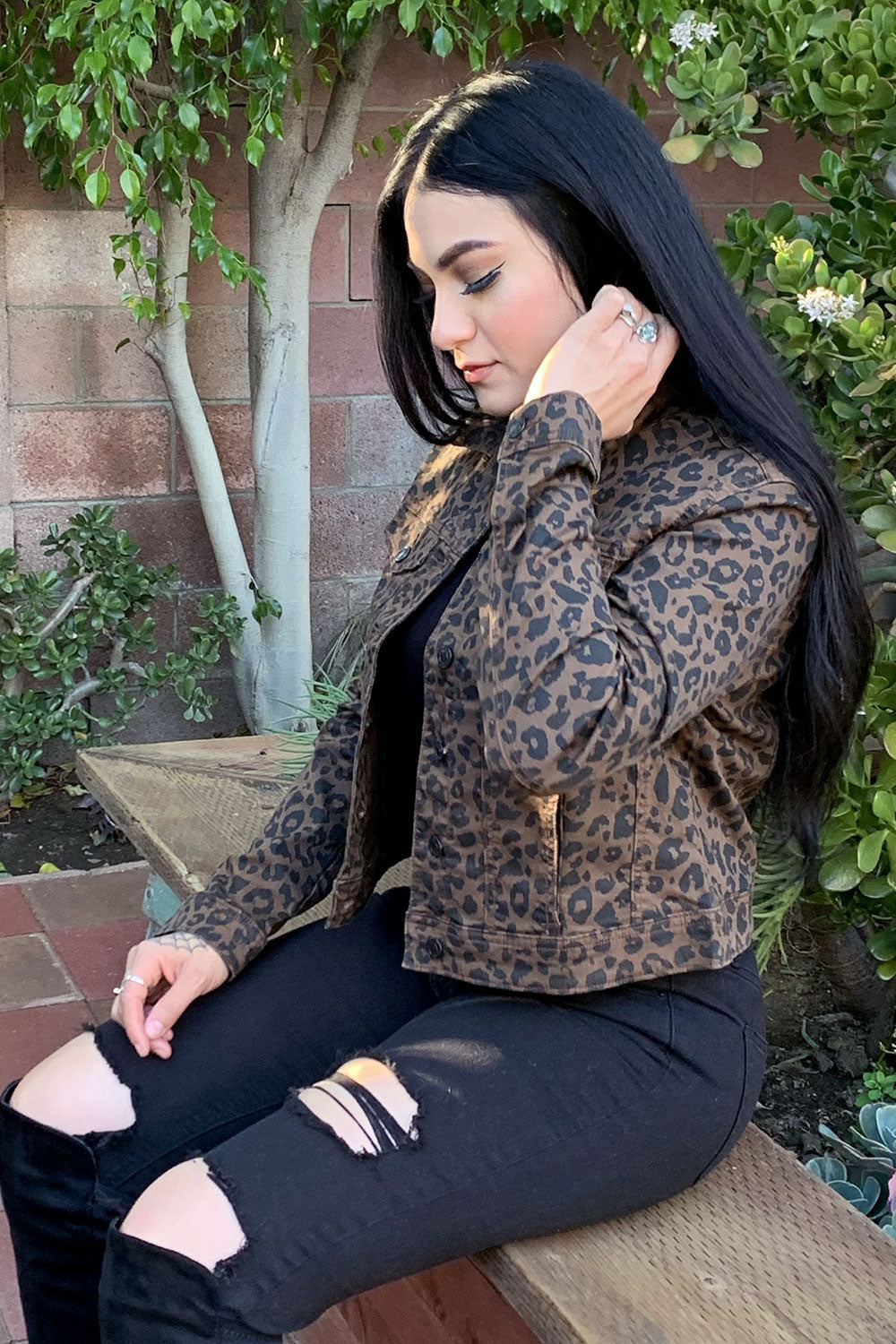 STEPH LEOPARD DENIM JACKET