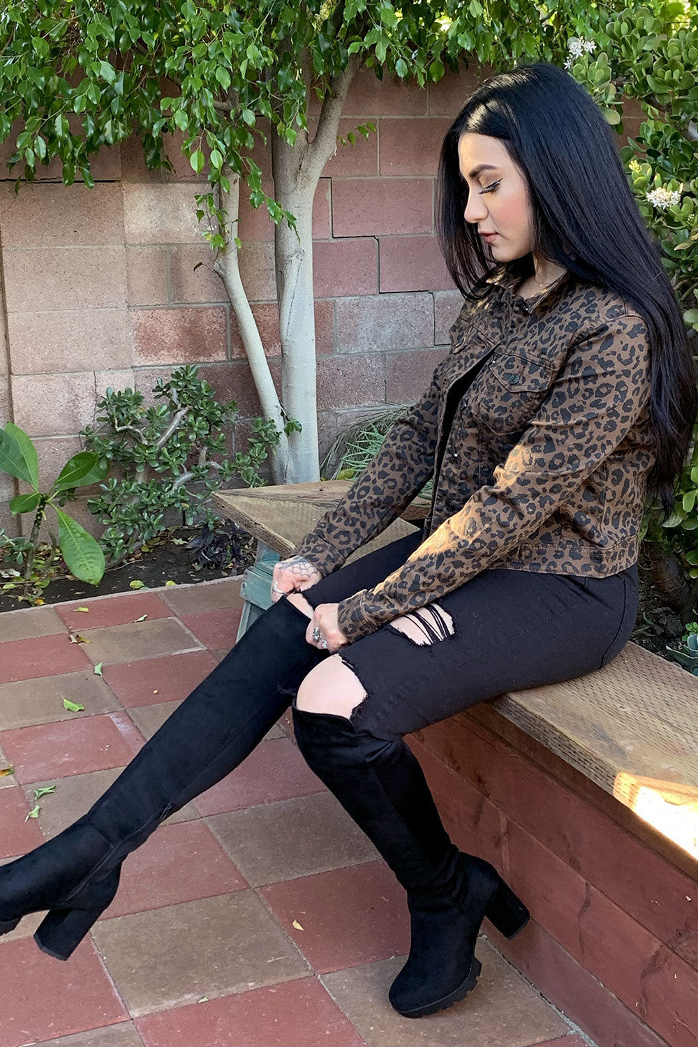 STEPH LEOPARD DENIM JACKET