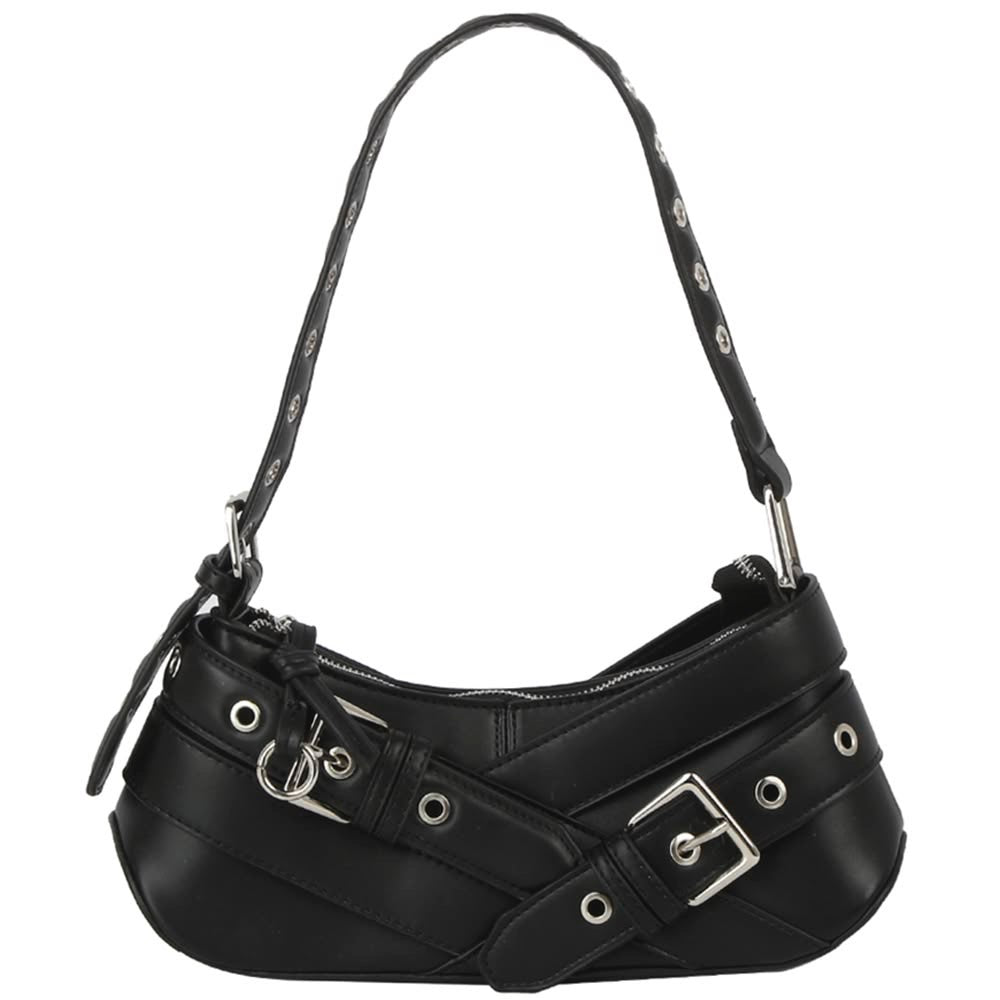MEXICO D.F. BUCKLE GROMMET SHOULDER PURSE