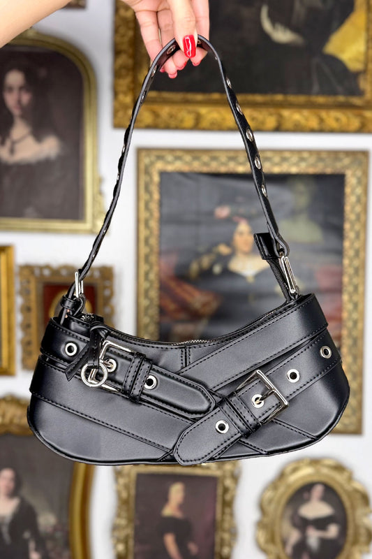 MEXICO D.F. BUCKLE GROMMET SHOULDER PURSE