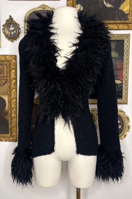 CAROLINA FAUX FUR TRIM CARDIGAN