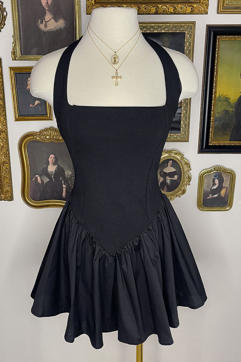 CAT HALTER MINI DRESS