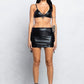 CHELSIE FRINGE LEATHER MINI SKIRT W/ STUDS