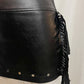 CHELSIE FRINGE LEATHER MINI SKIRT W/ STUDS