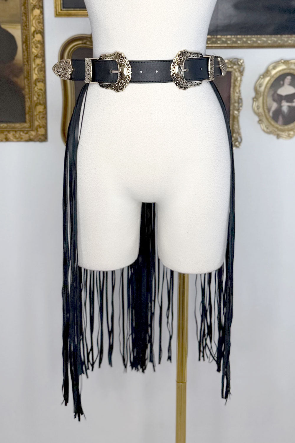 WESTERN FAUX LEATHER FRINGE BELT