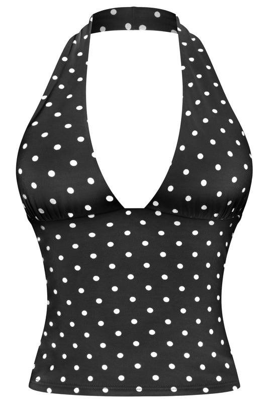 ALLY HALTER POLKA DOT TOP