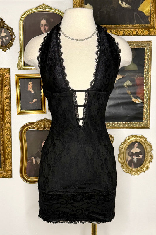 KAREN HALTER LACE MINI DRESS