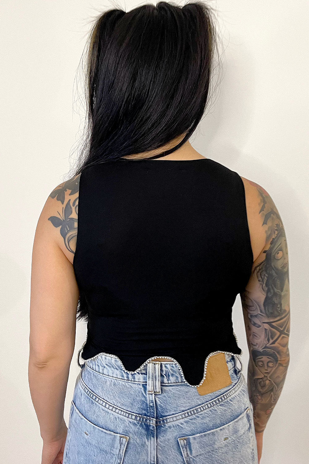 KAT SLEEVELESS RHINESTONE TRIM TOP