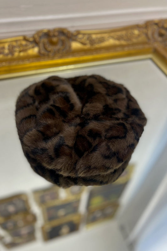 FAUX FUR BERET - LEOPARD