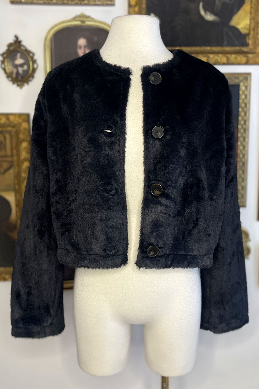 LINDSAY FAUX FUR BUTTON-UP JACKET