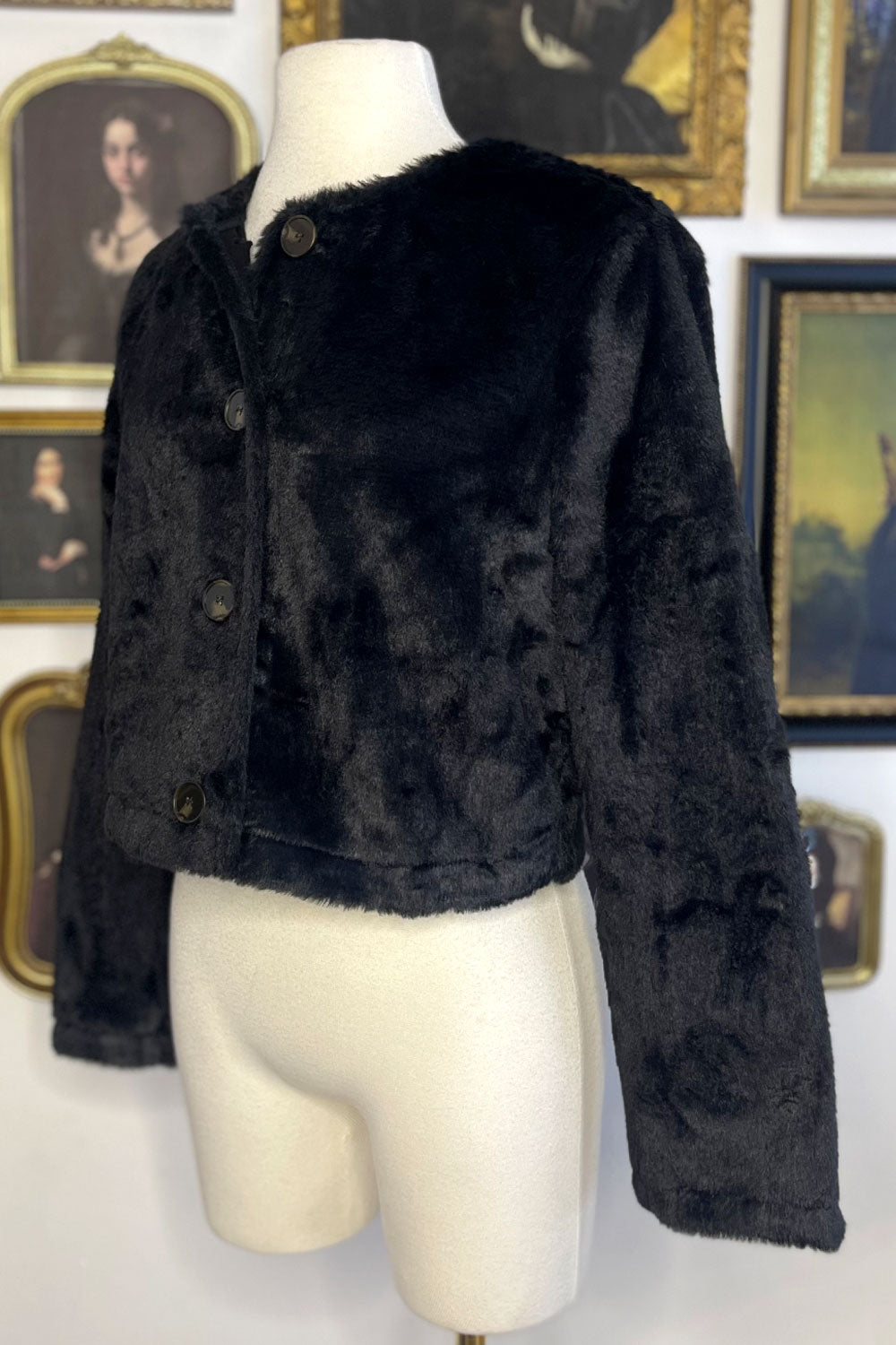 LINDSAY FAUX FUR BUTTON-UP JACKET