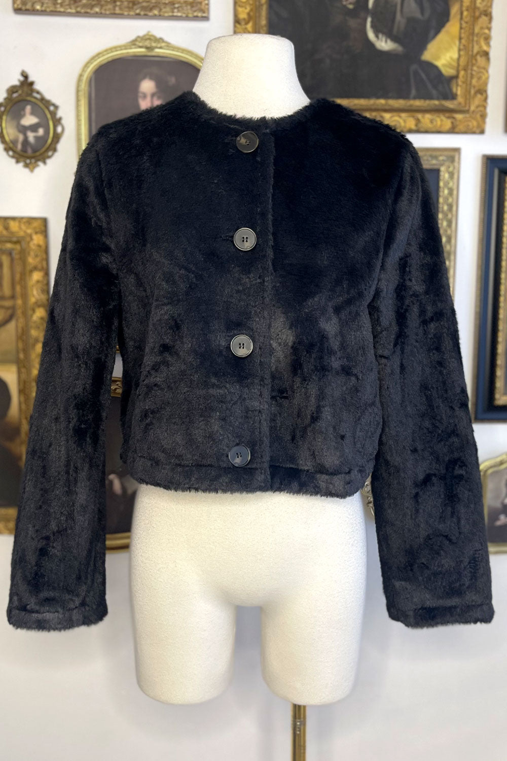 LINDSAY FAUX FUR BUTTON-UP JACKET