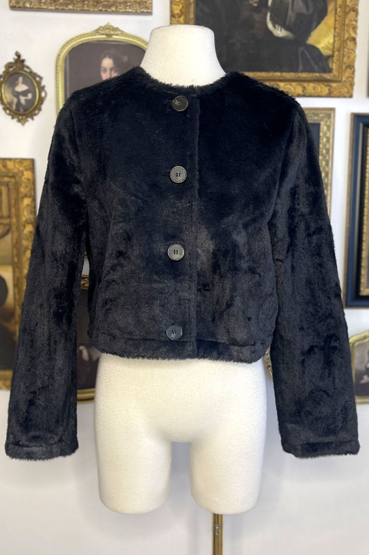 LINDSAY FAUX FUR BUTTON-UP JACKET