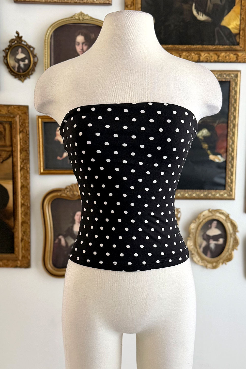 MADDY STRAPLESS POLKA DOT TOP