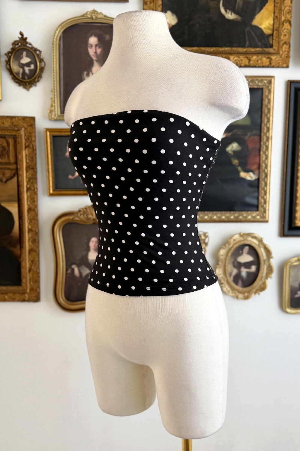 MADDY STRAPLESS POLKA DOT TOP