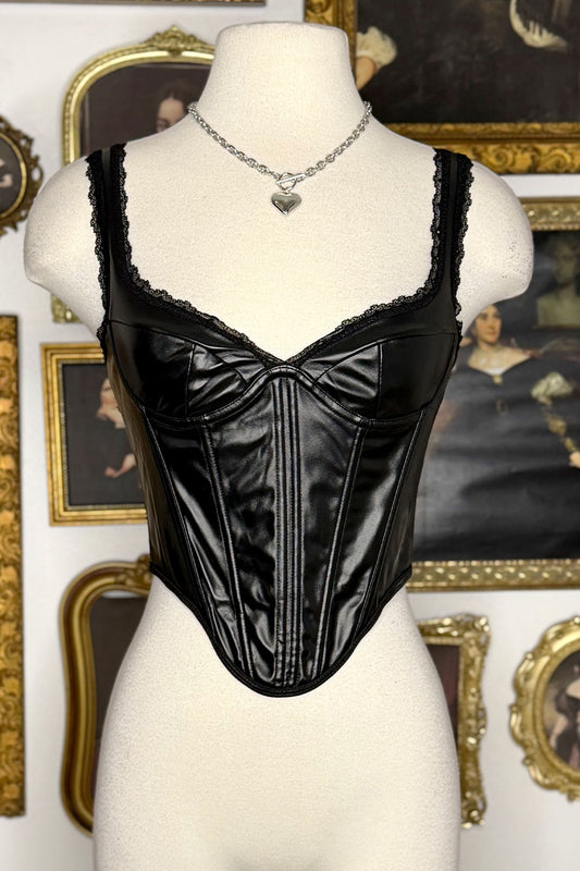 MONIQUE FAUX LEATHER CORSET TOP
