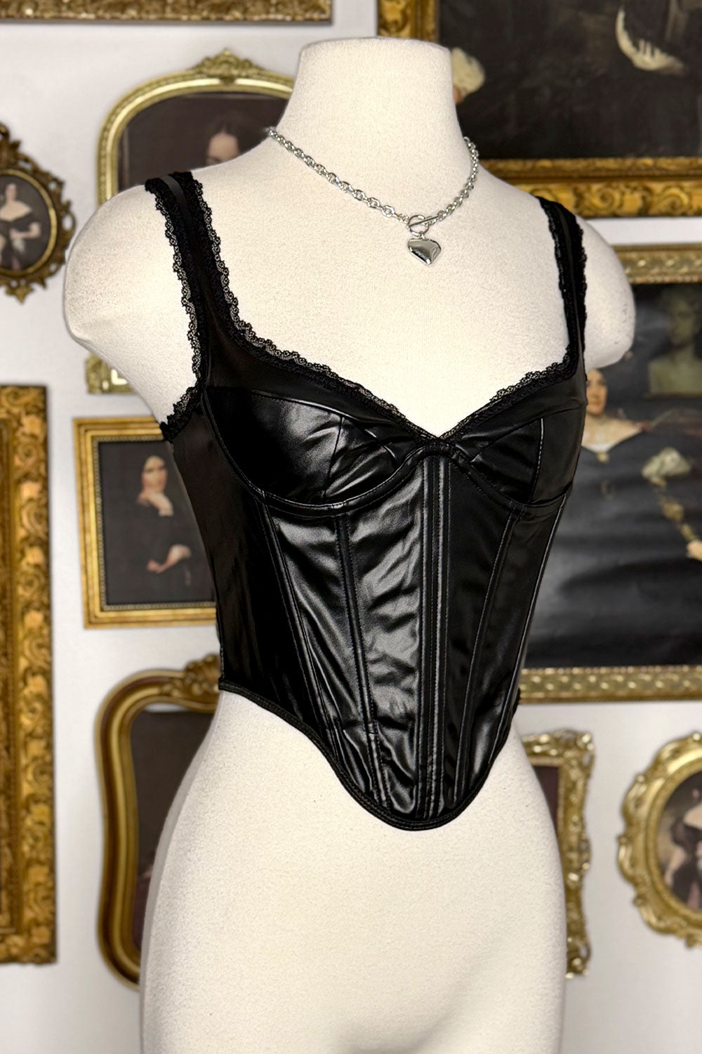 MONIQUE FAUX LEATHER CORSET TOP