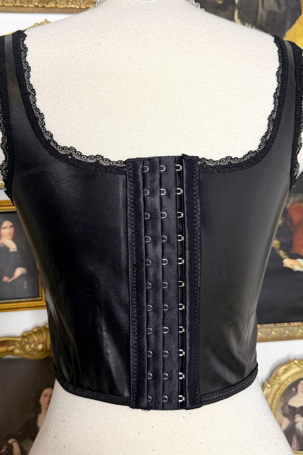 MONIQUE FAUX LEATHER CORSET TOP