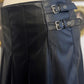 NATALIA MIDI PLEATED FAUX LEATHER SKIRT