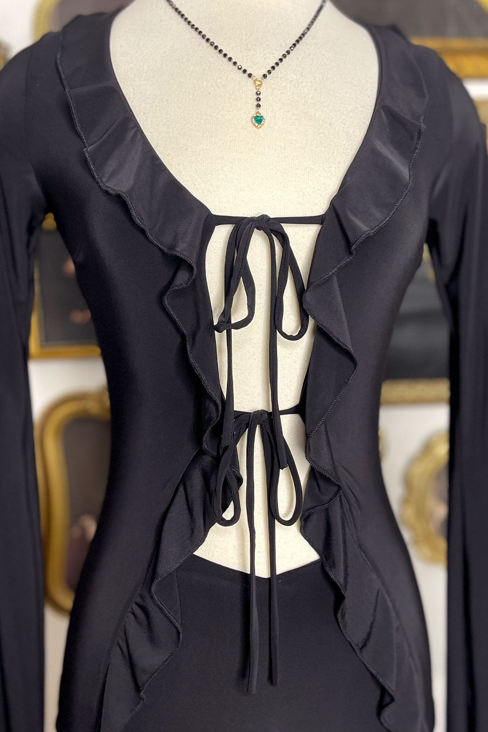 RUBY RUFFLED FRONT TIE MINI DRESS