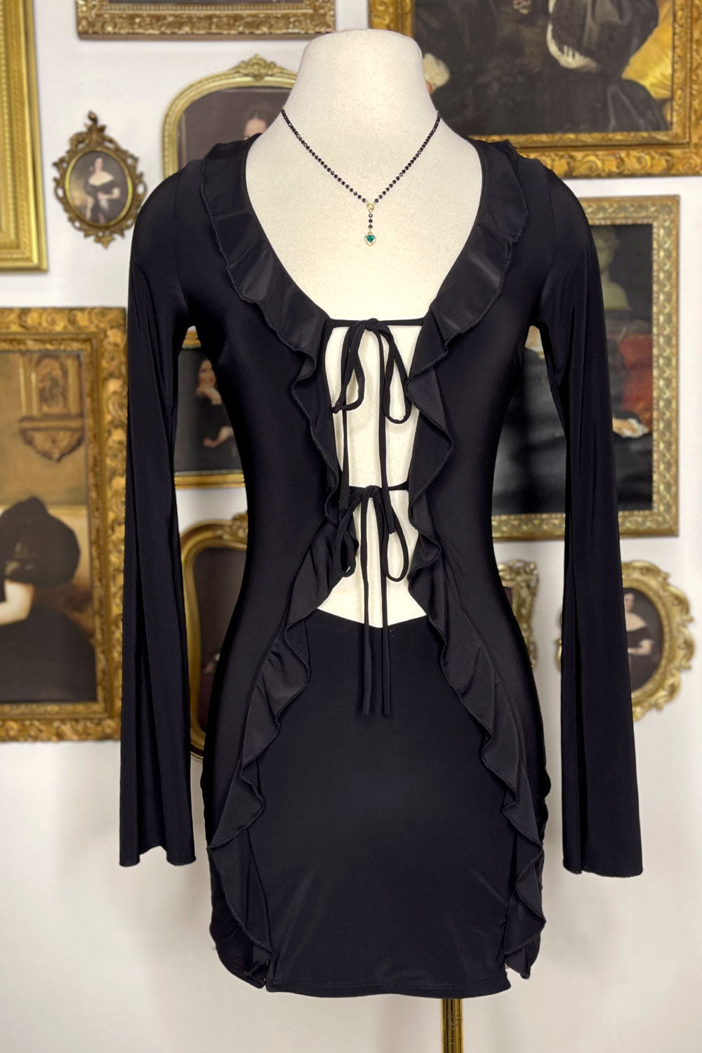 RUBY RUFFLED FRONT TIE MINI DRESS