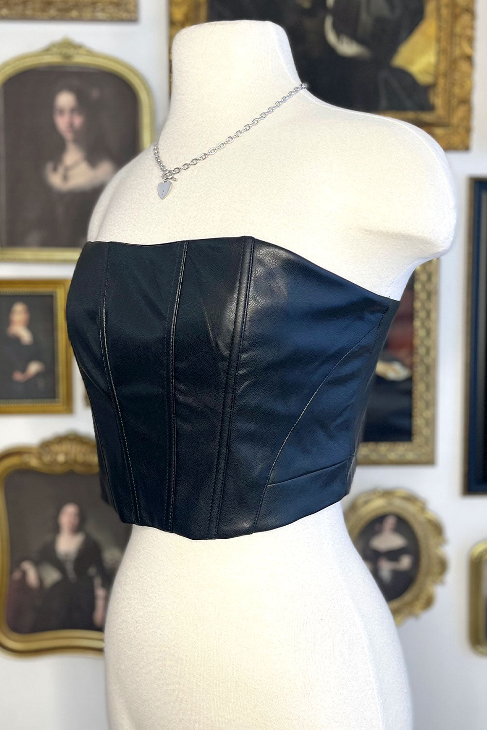 SHEENA FAUX LEATHER CORSET TOP