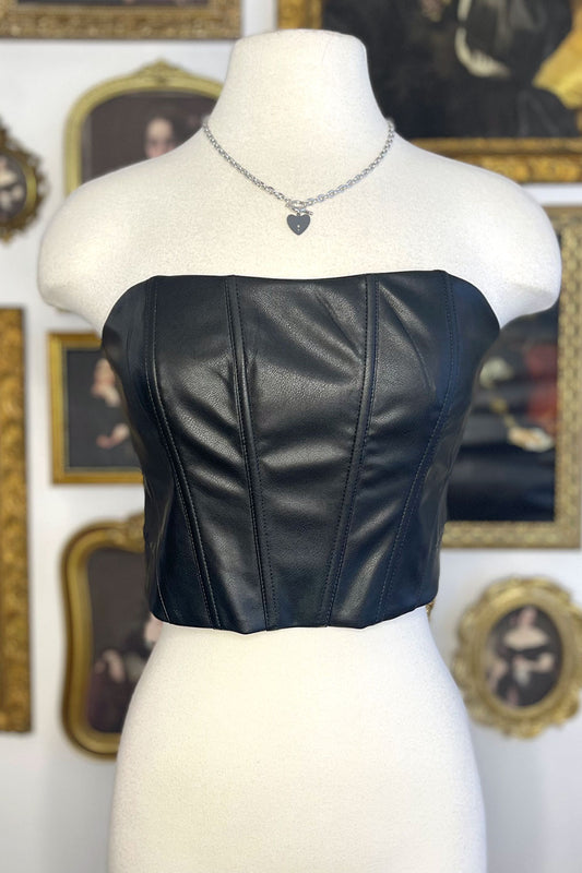 SHEENA FAUX LEATHER CORSET TOP
