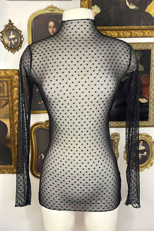 STEPHANIE POLKA DOT MESH TOP